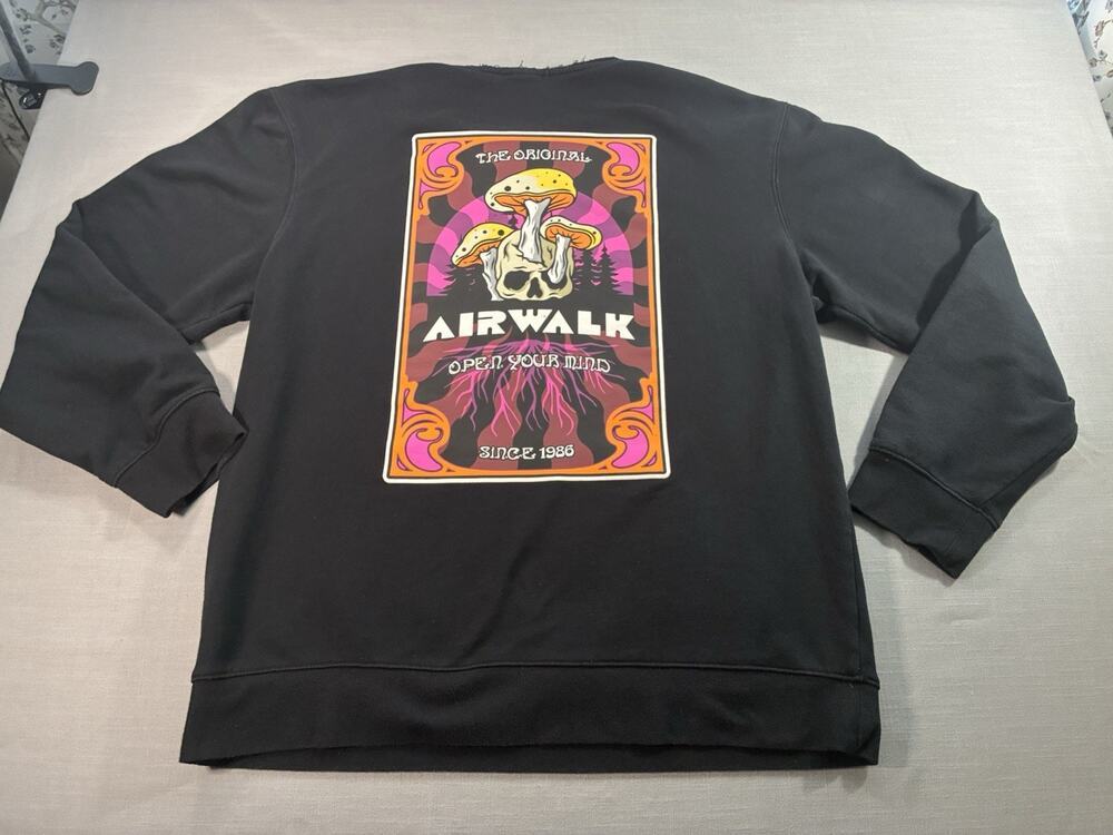 Airwalk Graphic Sweatshirt Men's 2XL Psychedelic Back Print Distressed Skater